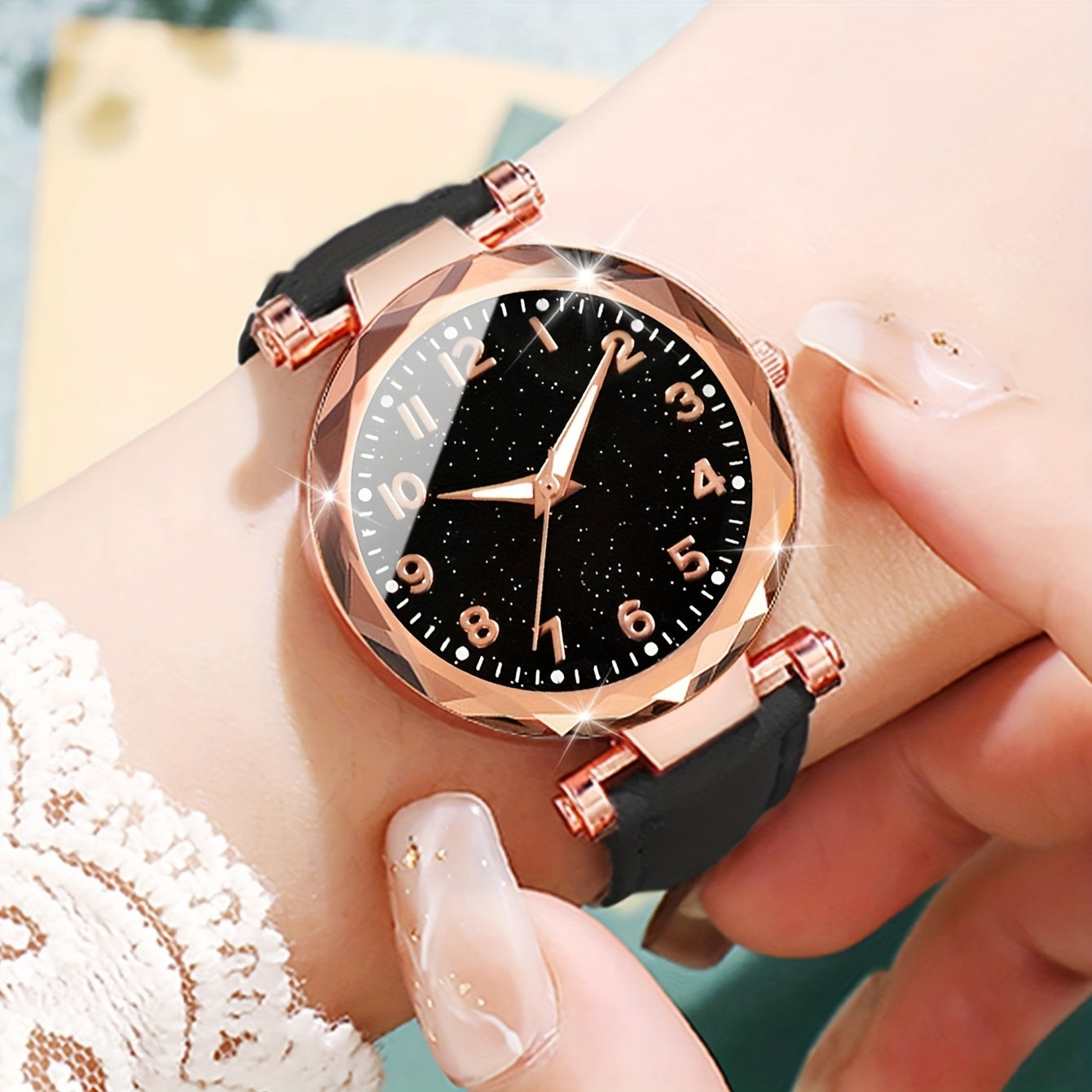 Casual Elegance Set - Quartz Watch with PU Leather Strap and Bracelet