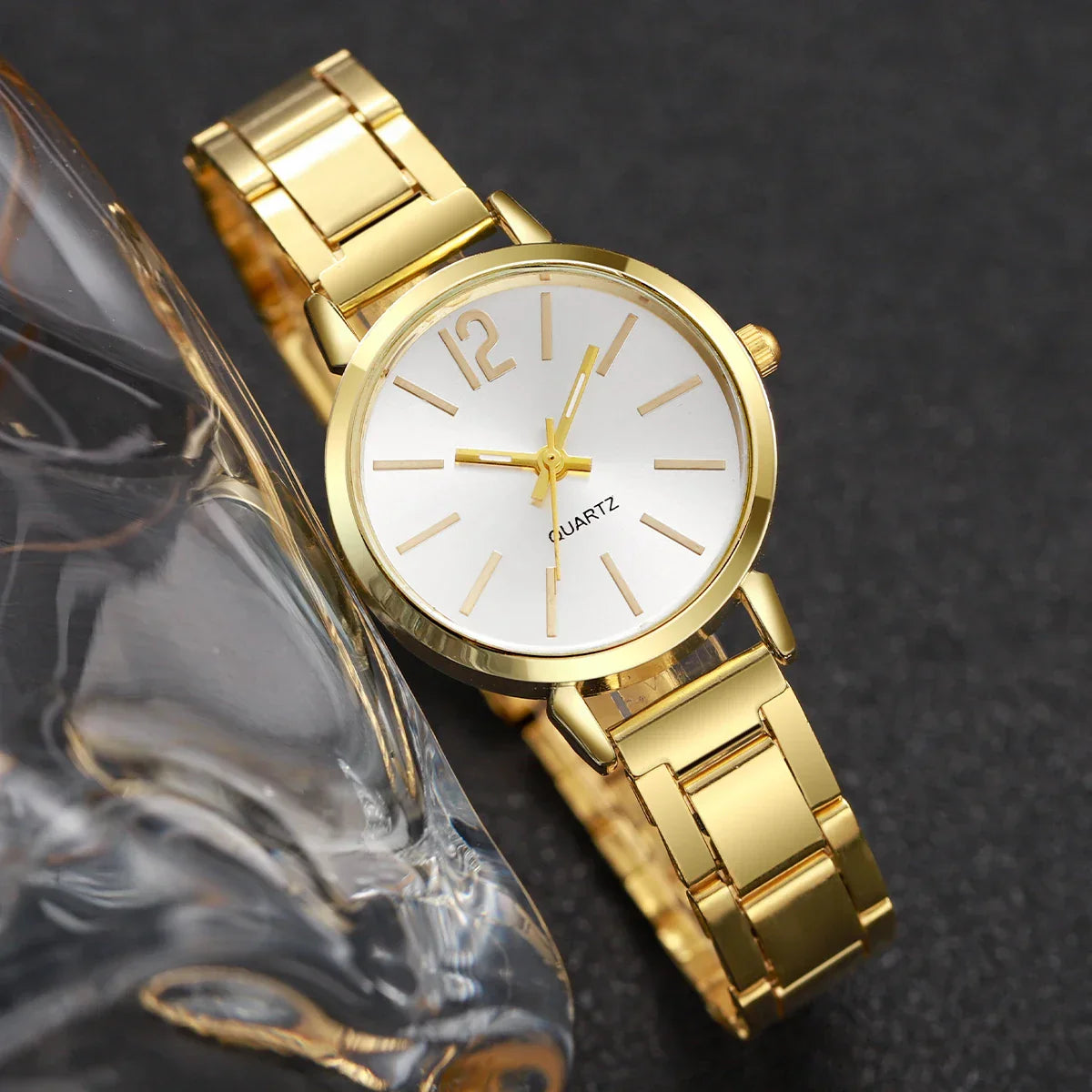 Stainless steel quartz watch + bracelet